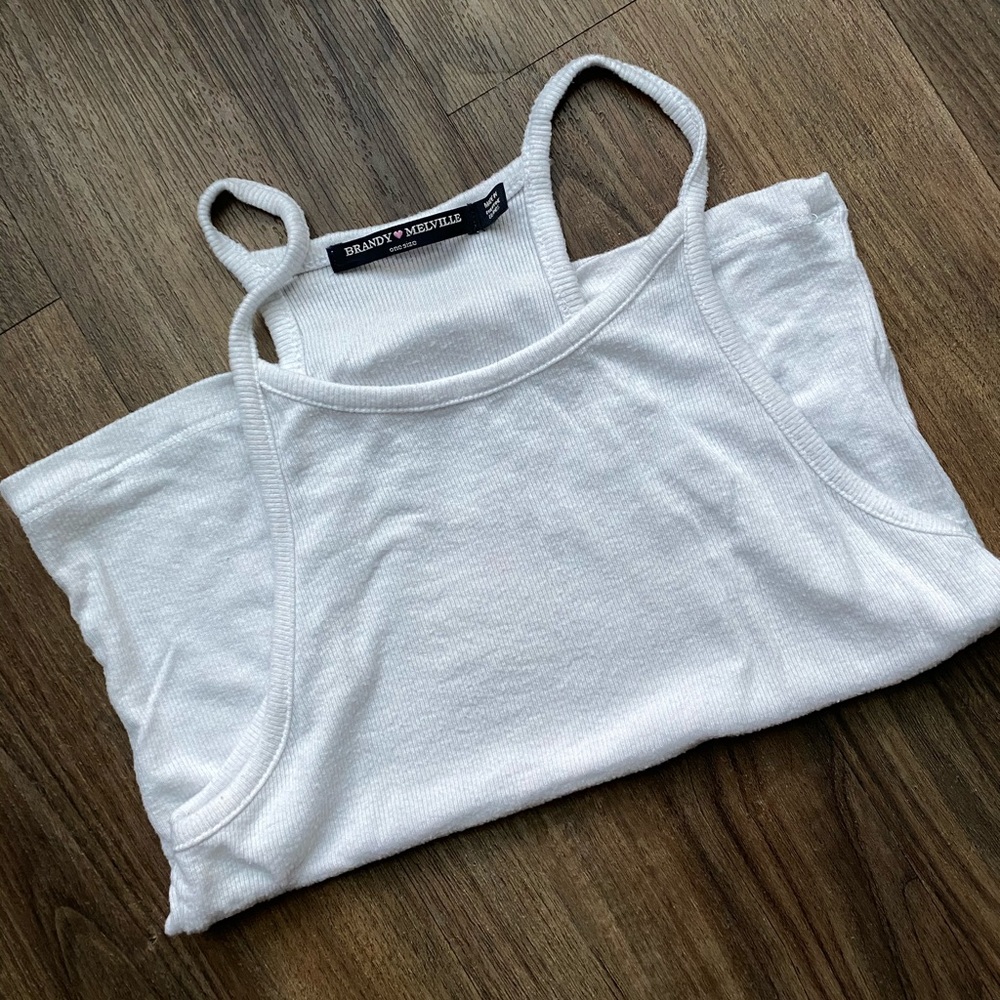 Brandy plain white tank top